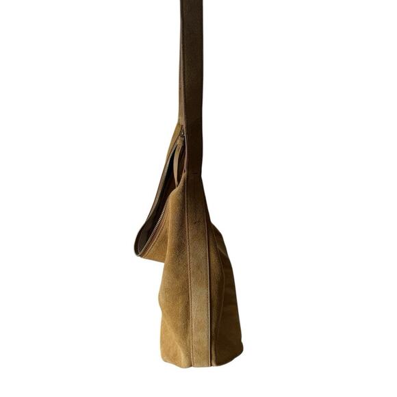 Margot New York handbag Leather Suede Yellowish Tan 14”w X13”H Gabi Maxi boho - Picture 5 of 7